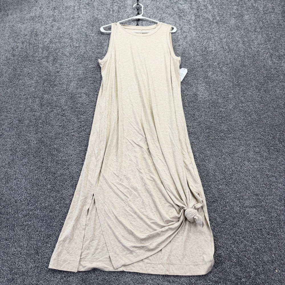 Time and Tru Maxi Dress Womens XL 16-18 Beige Casual Side Knot Sleeveless